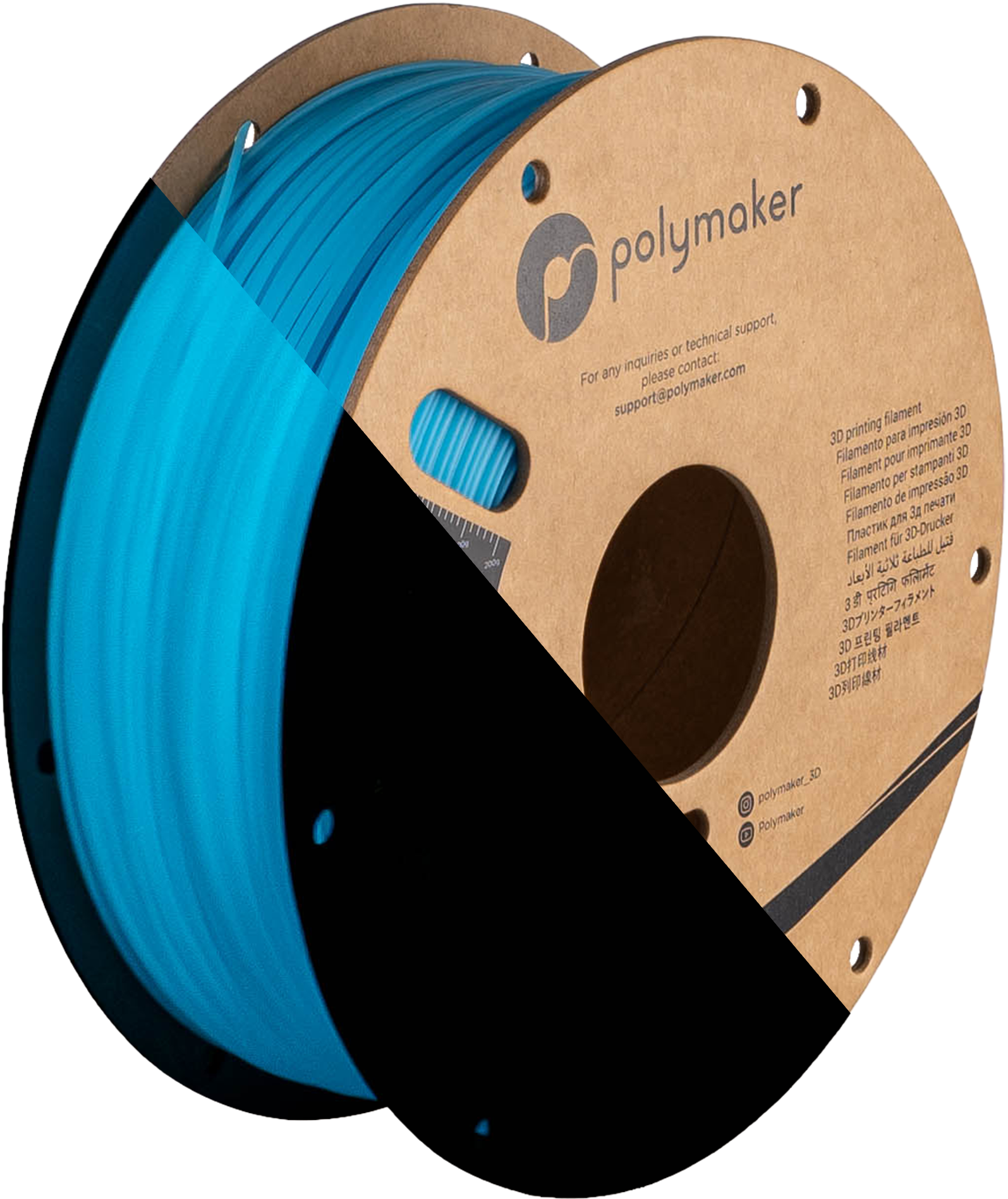Filamentspole PLA selvlysende blå, Polymaker, 1,75 mm