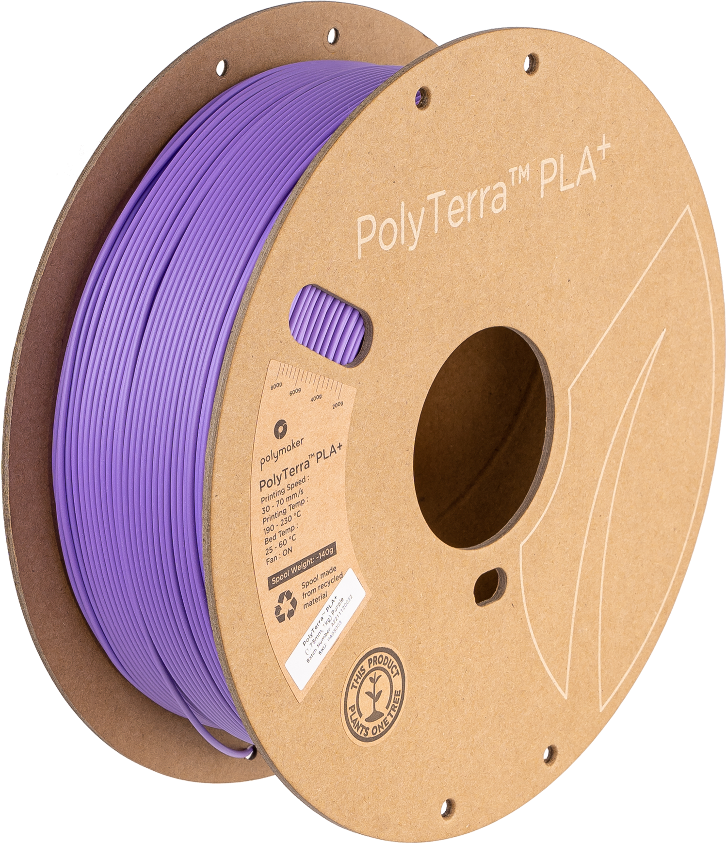 Filamentspole PLA+ satin lilla, Polymaker, 1,75 mm