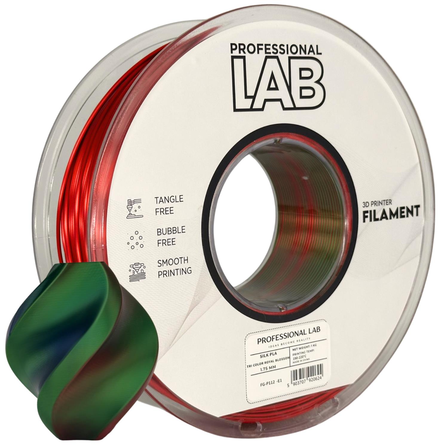 Filamentspole Silk PLA Tri Color Royal Blossom, Prof. Lab, 1,75 mm