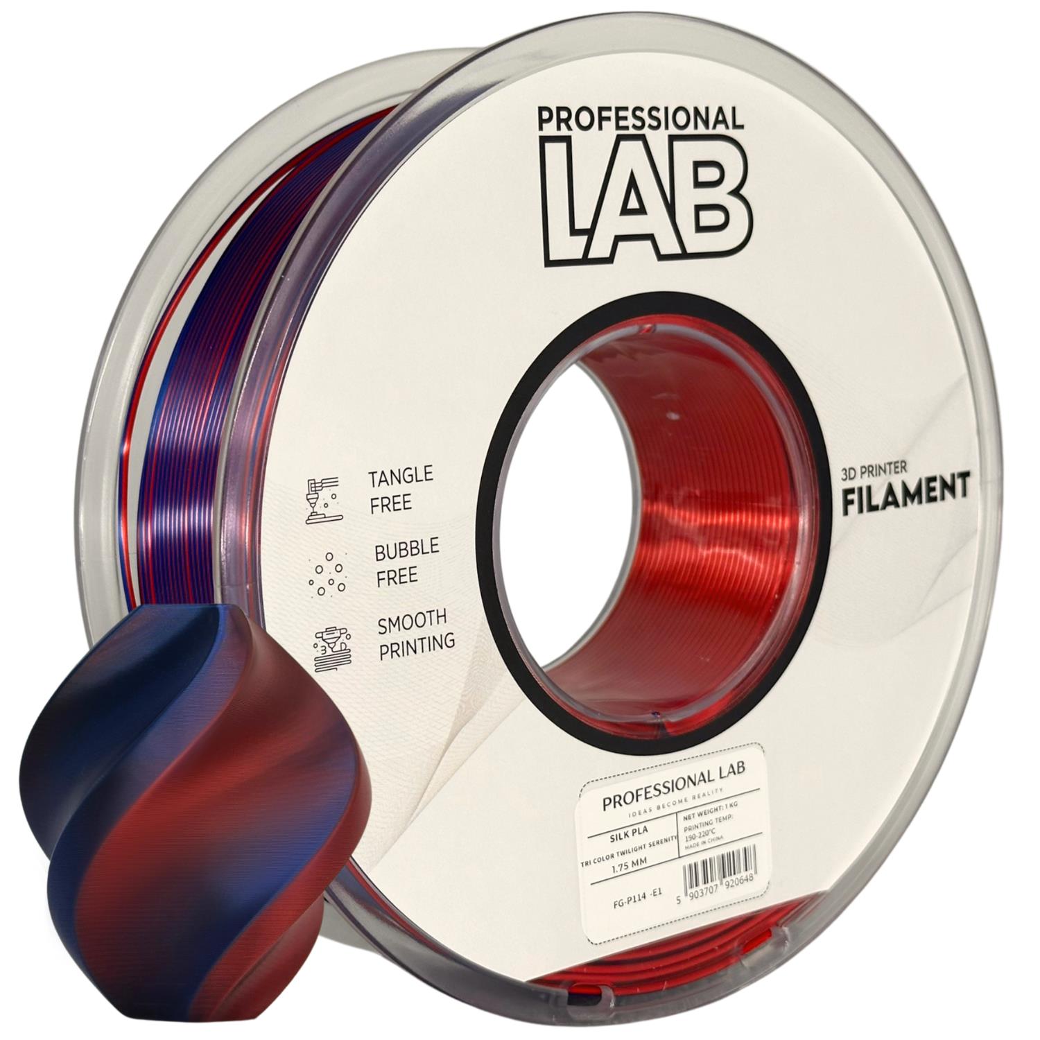 Spool of Silk PLA Dual Color Twilight Serenity filament, Prof. Lab, 1.75 mm