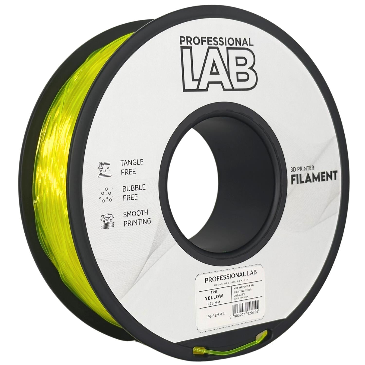 Filamentspole TPU gul, Prof. Lab, 1,75 mm