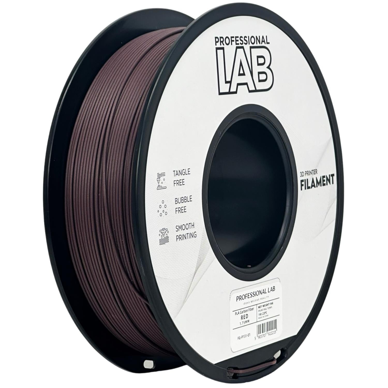 Filamentspole PLA-CF rød, Prof. Lab, 1,75 mm