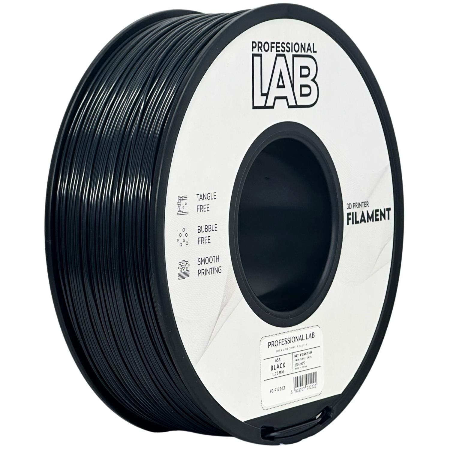 Filamentspole ASA sort, Prof. Lab, 1,75 mm