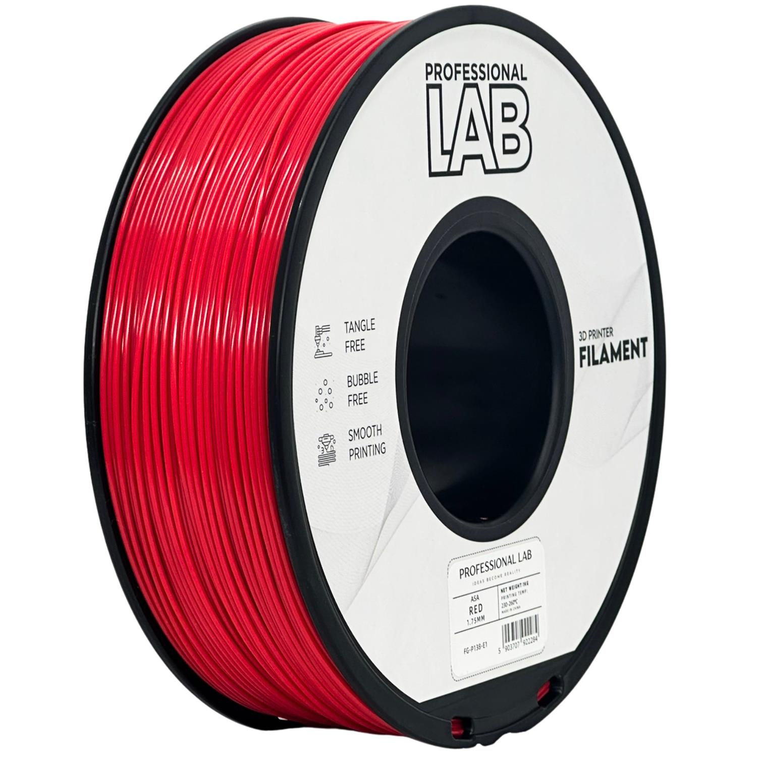 Spool of ASA red filament, Prof. Lab, 1.75 mm