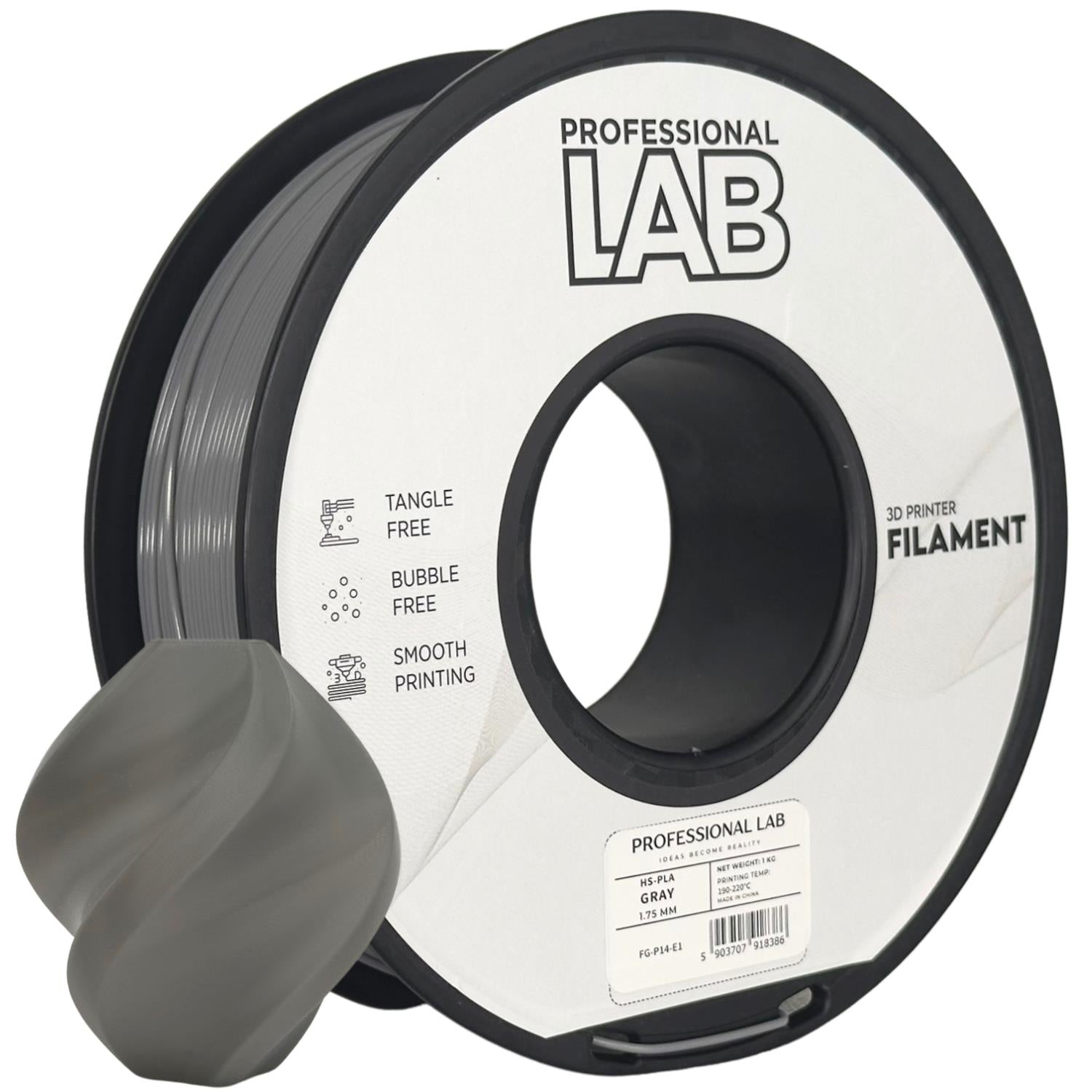 Filamentspole HS-PLA grå, Prof. Lab, 1,75 mm