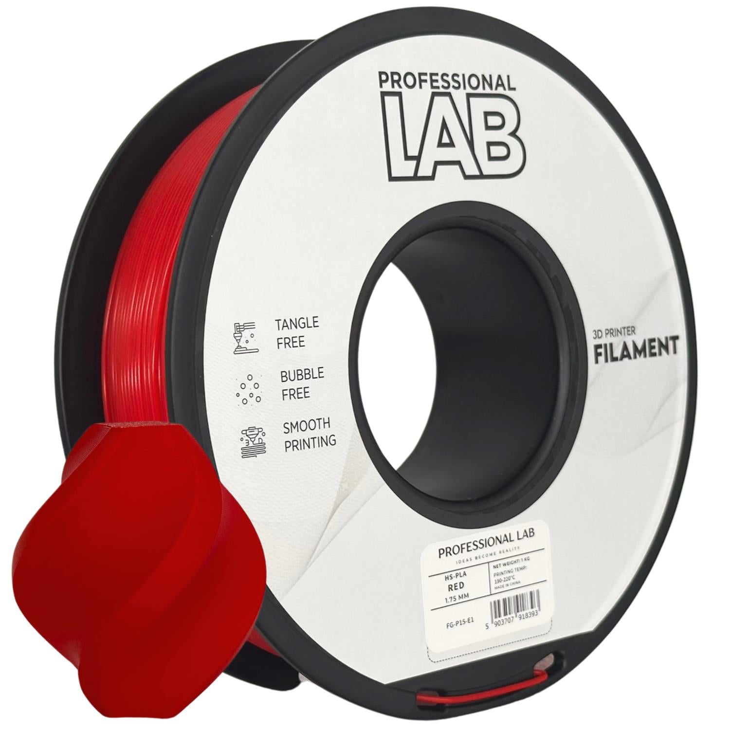 Filamentspole HS-PLA rød, Prof. Lab, 1,75 mm