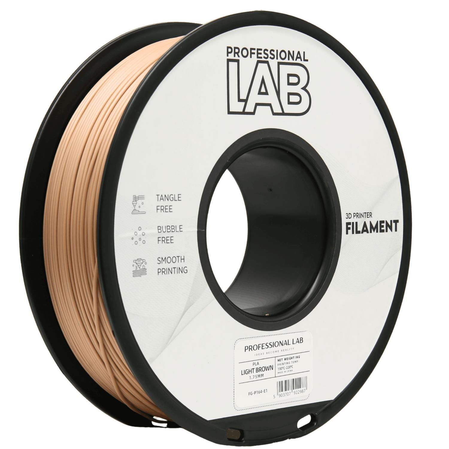 Filamentspole PLA lysebrun, Prof. Lab, 1,75 mm