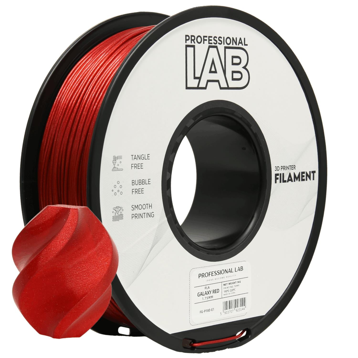 Filamentspole PLA Galaxy rød, Prof. Lab, 1,75 mm