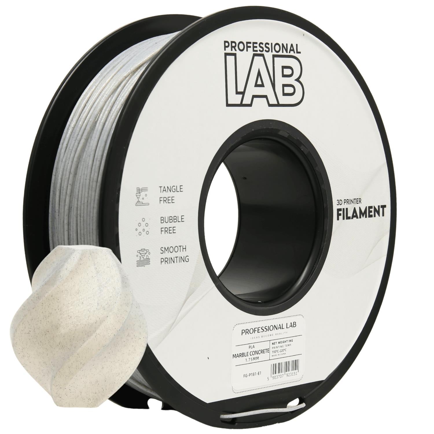 Filamentspole PLA marmor beton, Prof. Lab, 1,75 mm