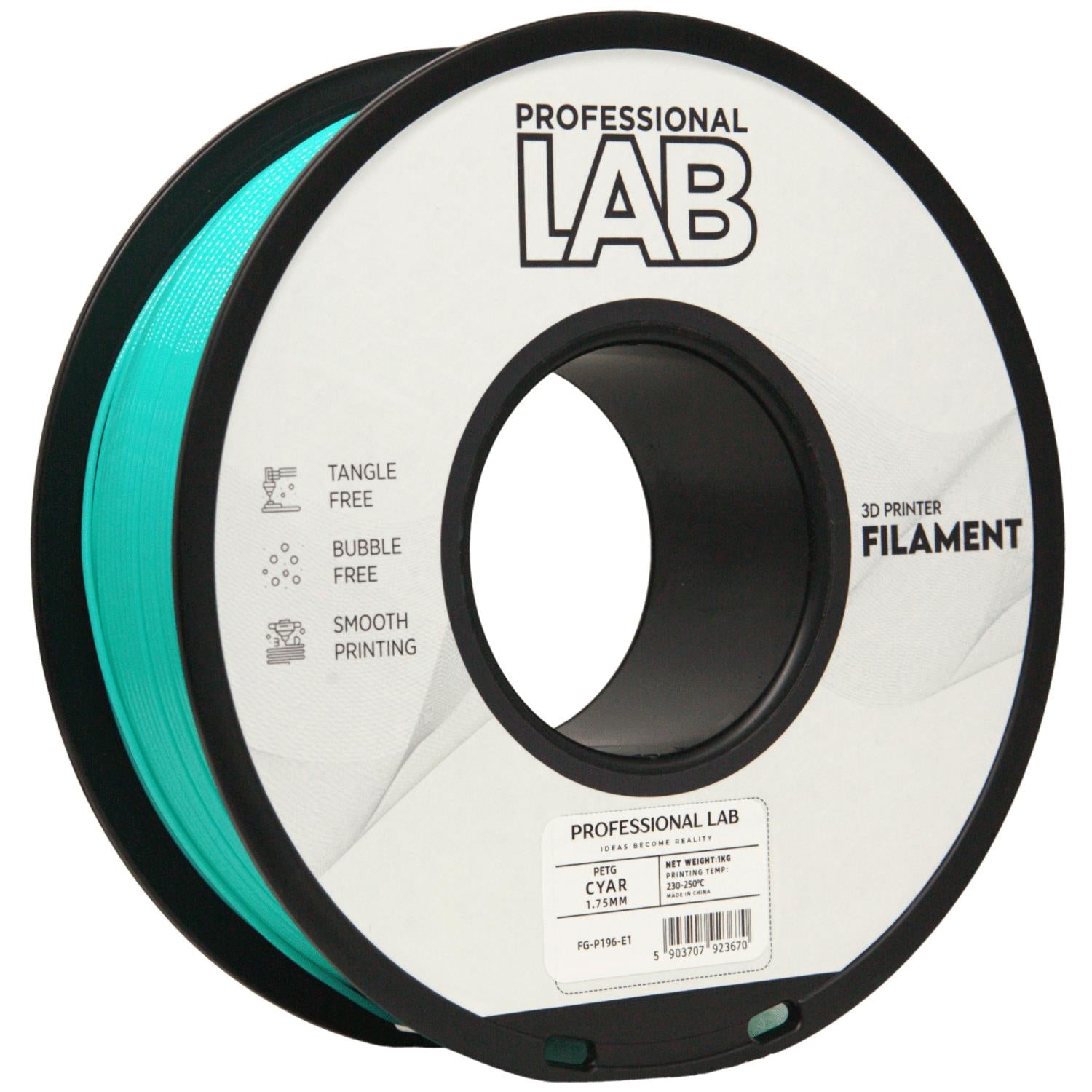 Filamentspole PETG cyan, Prof. Lab, 1,75 mm