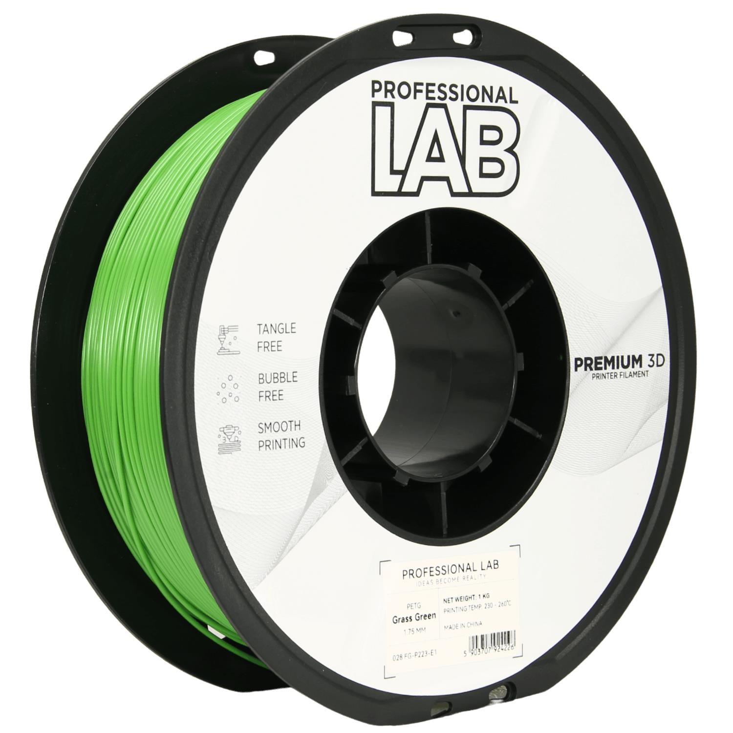 Filamentspole PETG græsgrøn, Prof. Lab, 1,75 mm