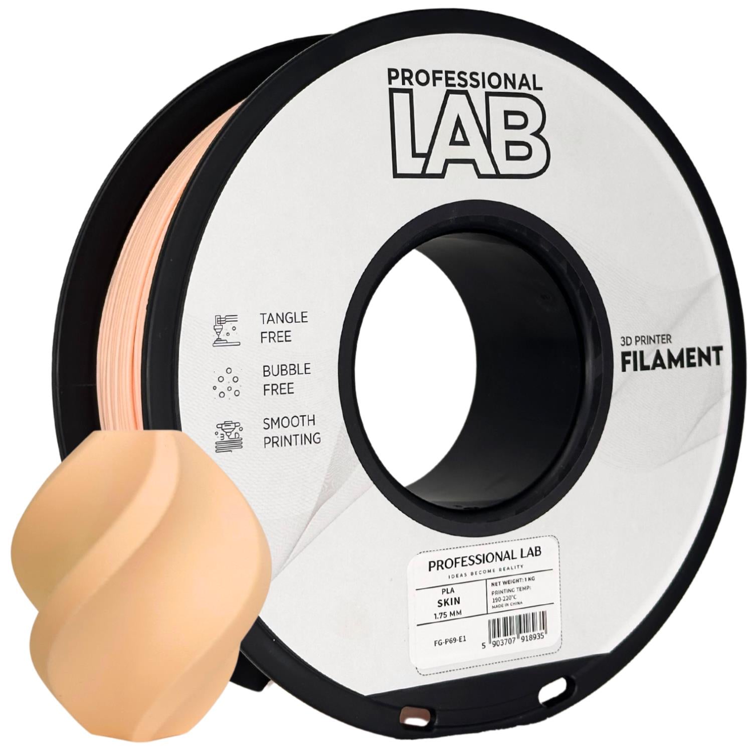 Filamentspole PLA hudfarve, Prof. Lab, 1,75 mm