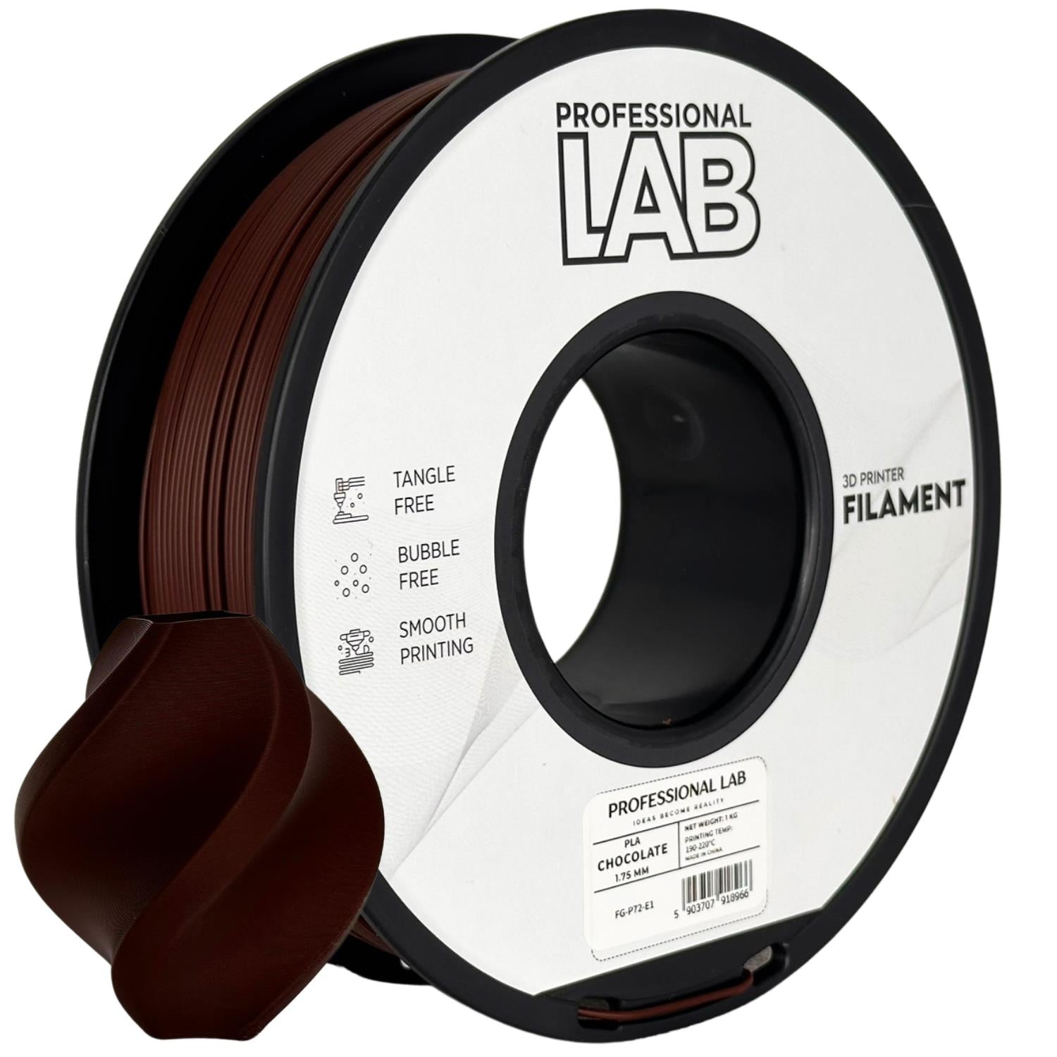 Filamentspole PLA chokolade, Prof. Lab, 1,75 mm