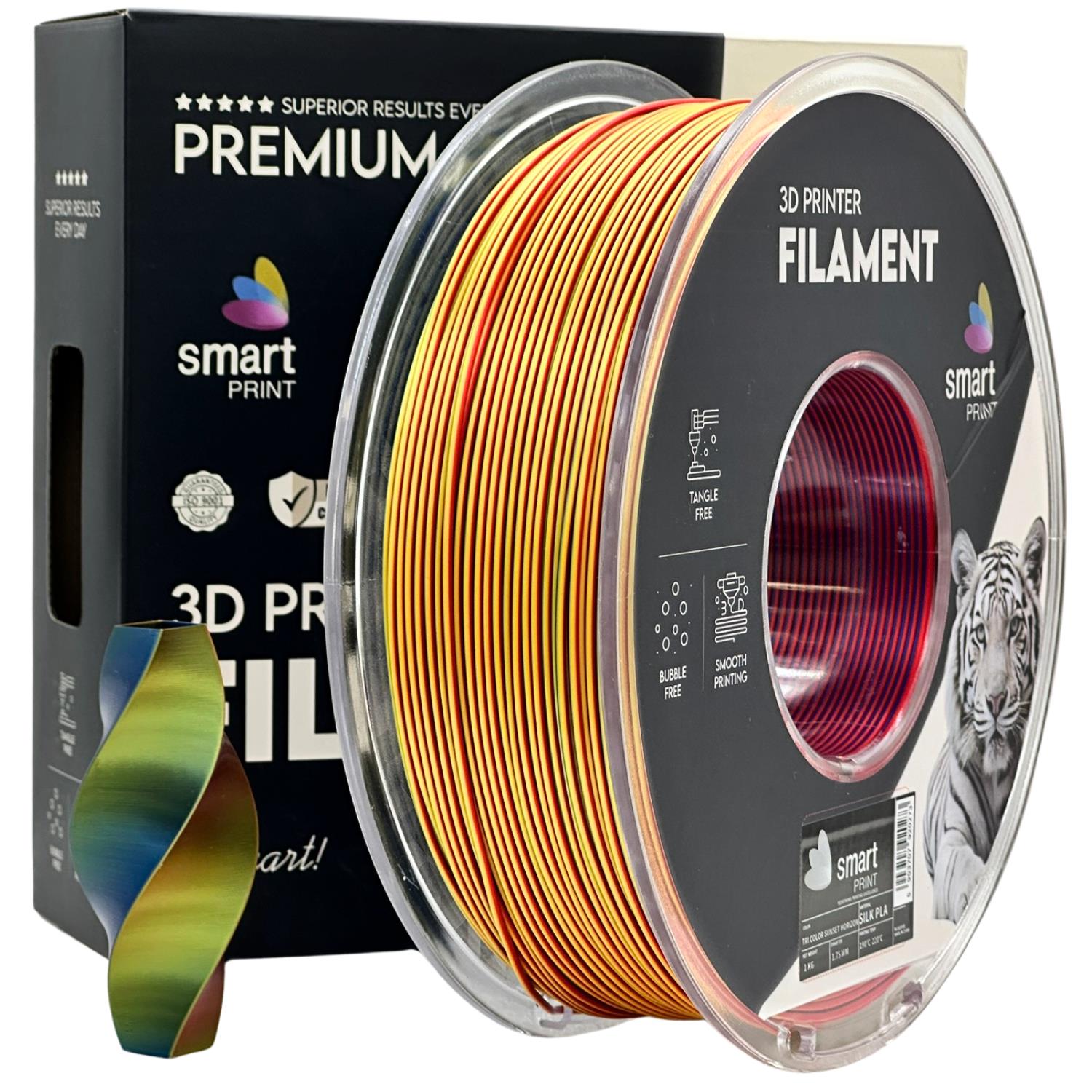 Filamentspole Silk PLA Tri Color Sunset Horizon, Smart Print, 1,75 mm