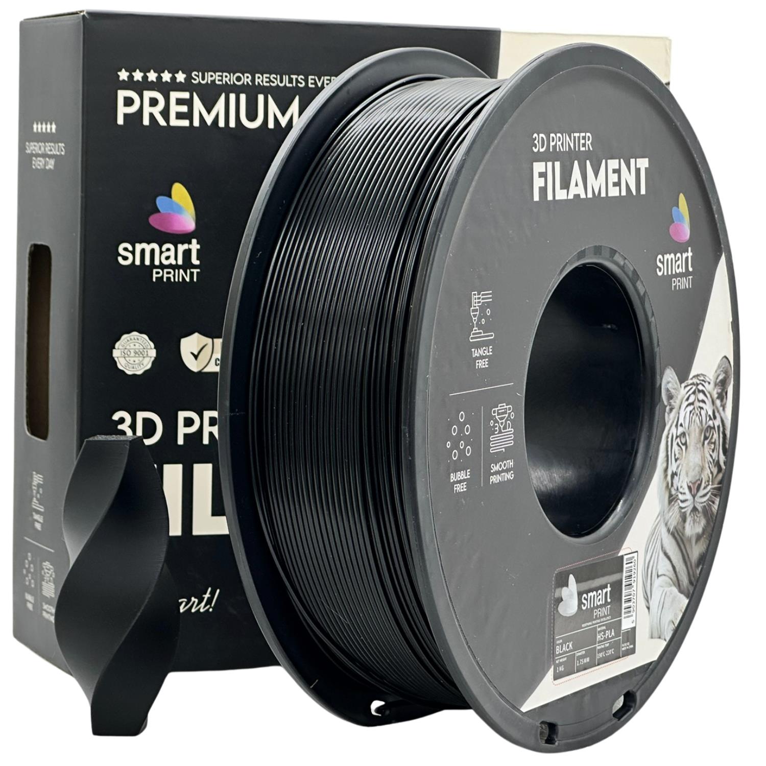 Filamentspole HS-PLA sort, Smart Print, 1,75 mm