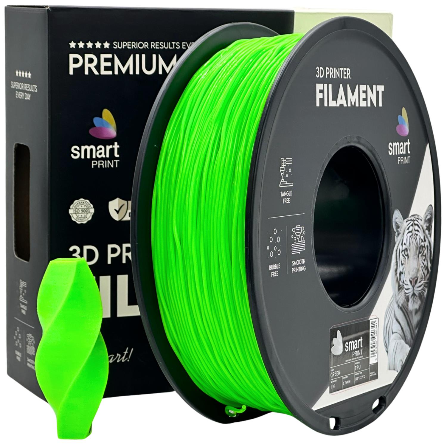 Filamentspole TPU grøn, Smart Print, 1,75 mm