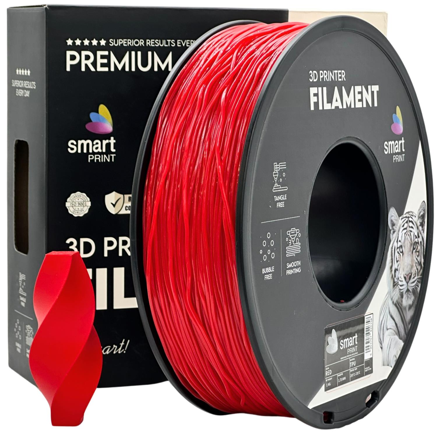 Filamentspole TPU rød, Smart Print, 1,75 mm