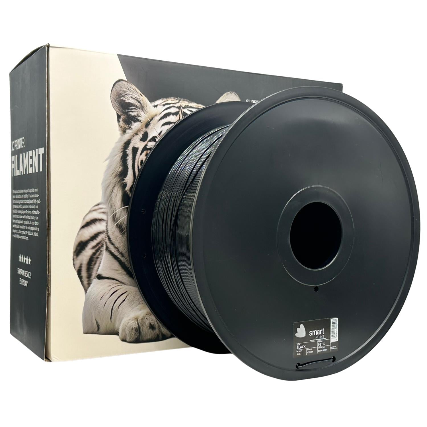 Filamentspole PETG sort 3 kg, Smart Print, 1,75 mm