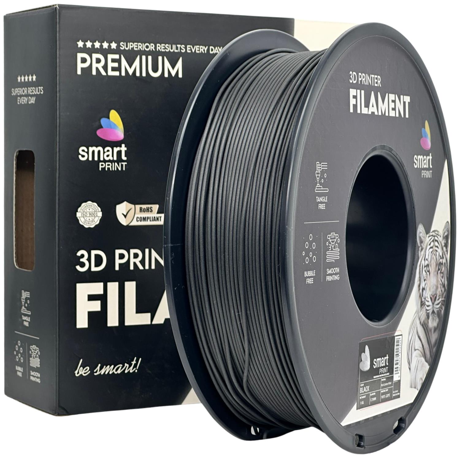 Filamentspole PLA-CF sort, Smart Print, 1,75 mm