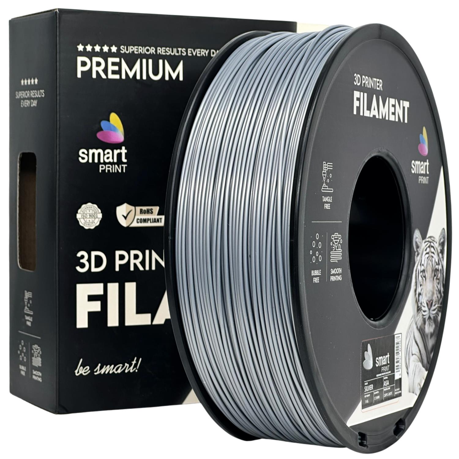 Filamentspole ASA sølv, Smart Print, 1,75 mm