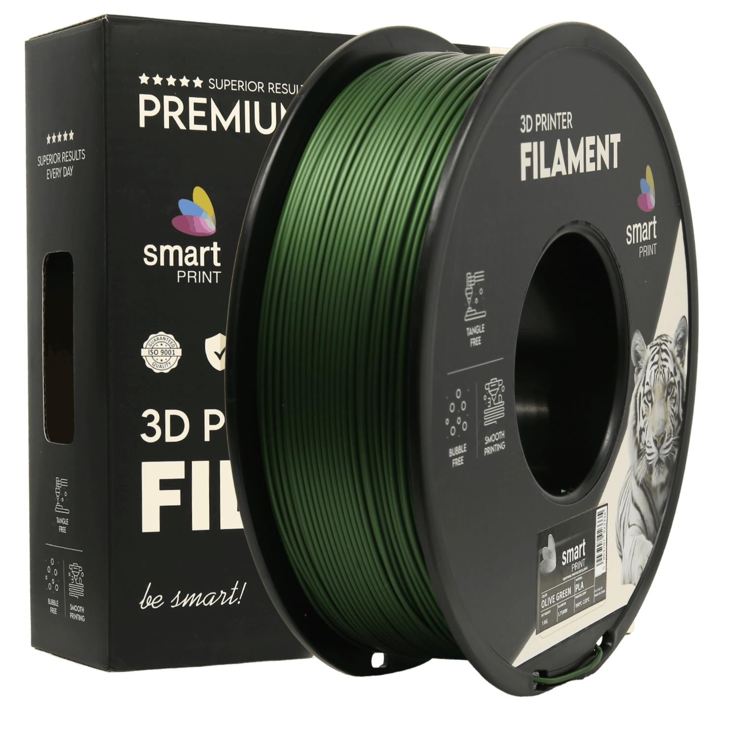 Filamentspole PLA olivengrøn, Smart Print, 1,75 mm