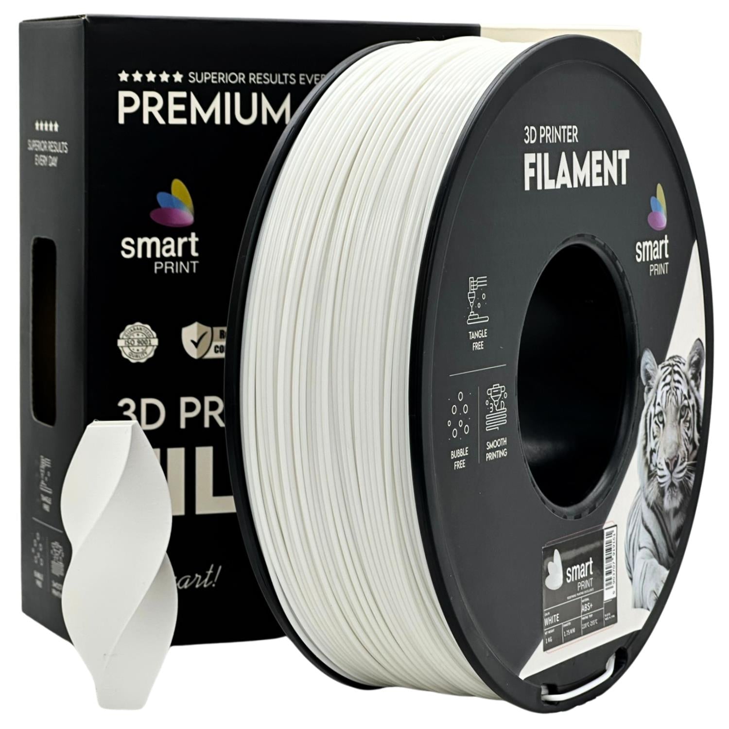 Filamentspole ABS+ hvid, Smart Print, 1,75 mm