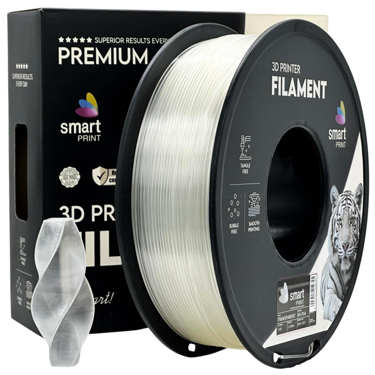 Filamentspole HS-PLA transparent, Smart Print, 1,75 mm