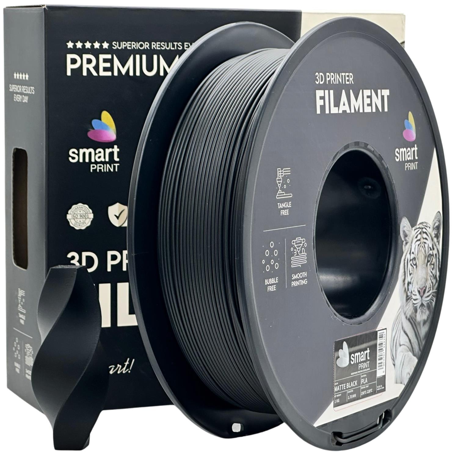Filamentspole PLA mat sort, Smart Print, 1,75 mm