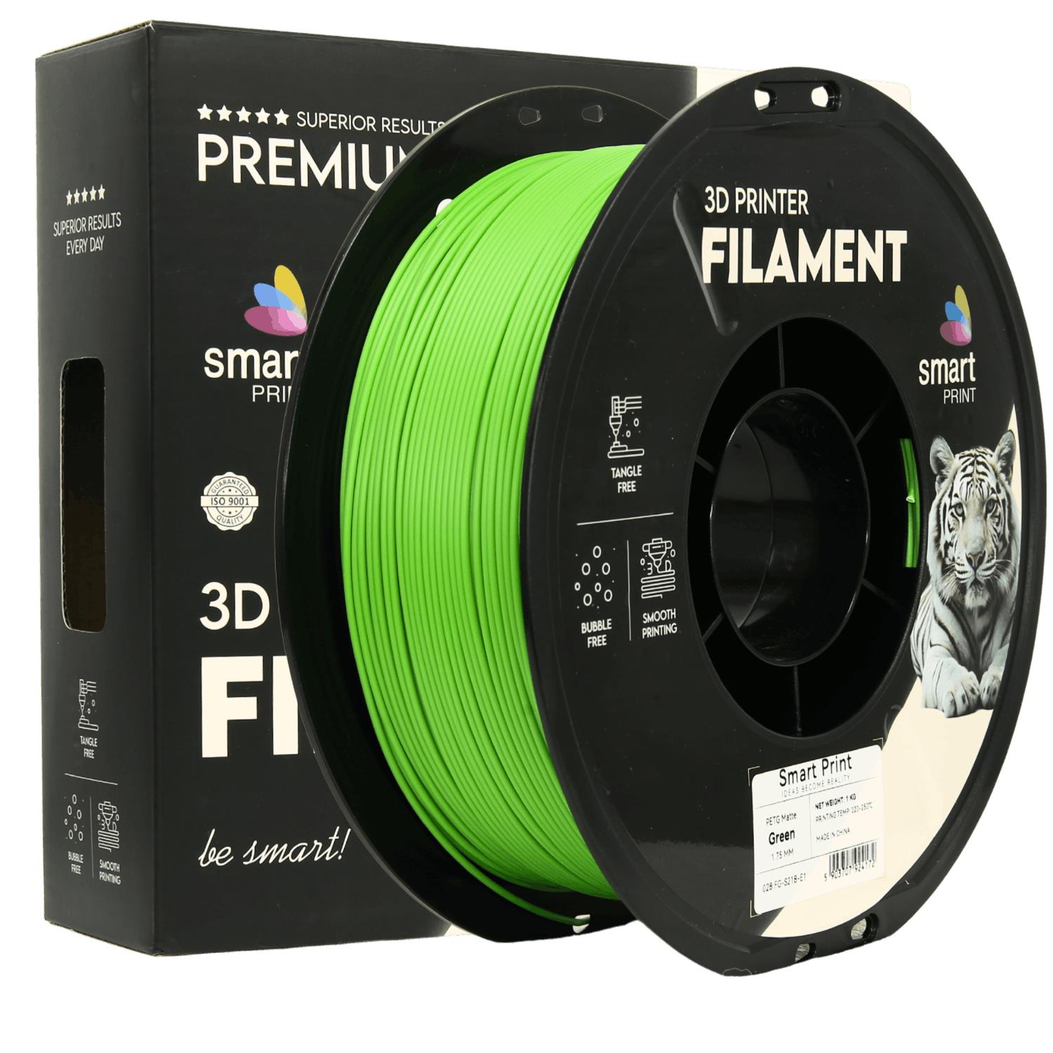 Filamentspole PETG mat grøn, Smart Print, 1,75 mm
