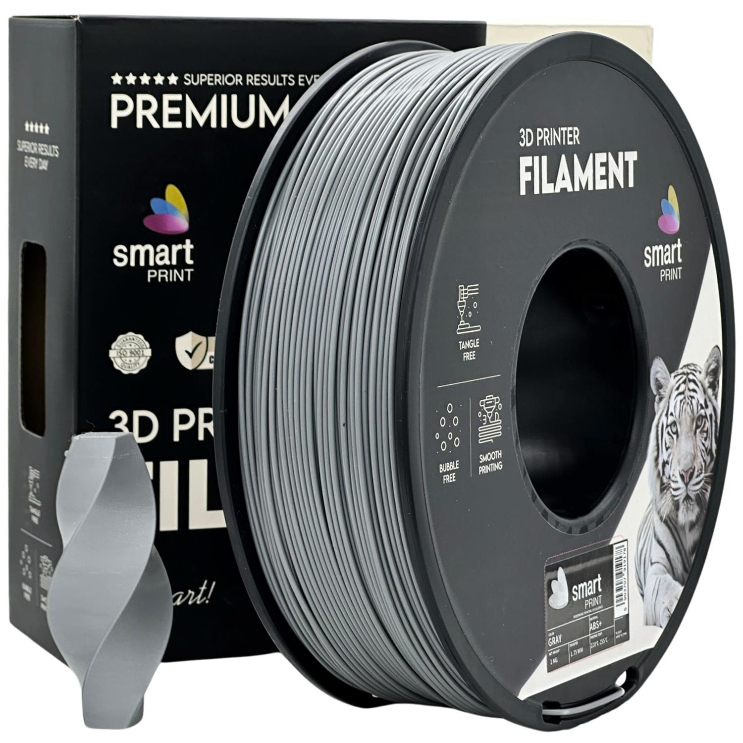 Filamentspole ABS+ grå, Smart Print, 1,75 mm