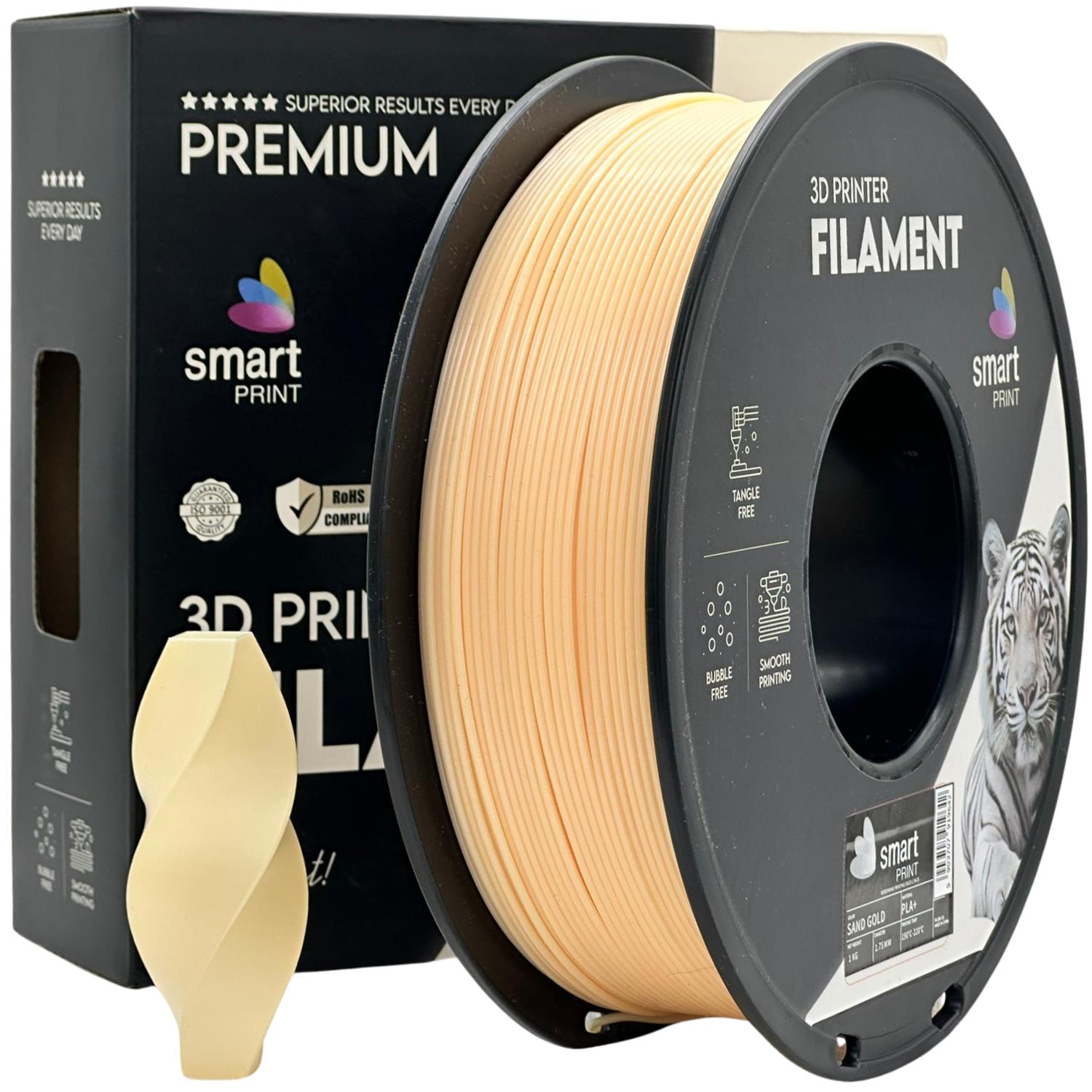Filamentspole PLA+ sandguld, Smart Print, 1,75 mm