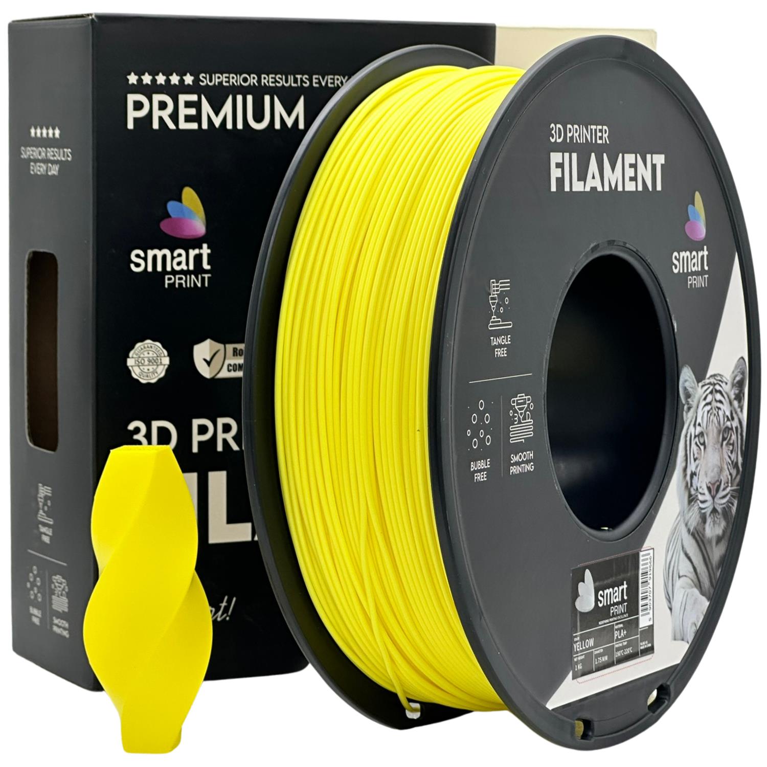 Filamentspole PLA+ gul, Smart Print, 1,75 mm