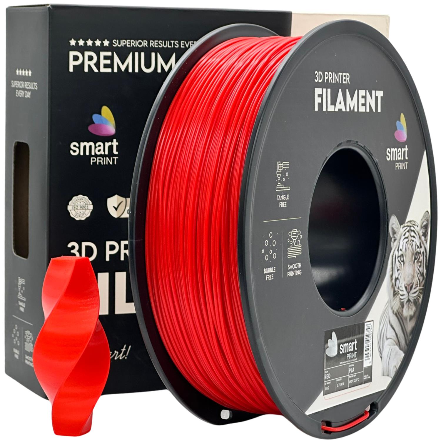 Filamentspole PLA rød, Smart Print, 1,75 mm
