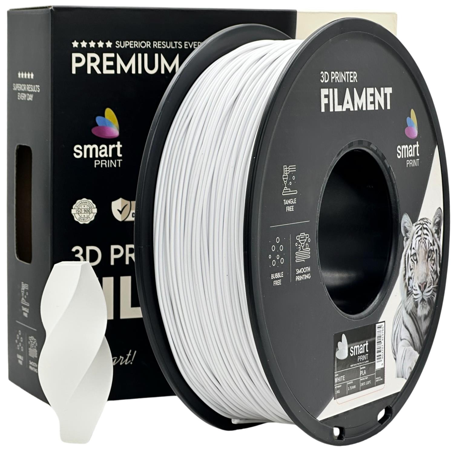 Filamentspole PLA hvid, Smart Print, 1,75 mm