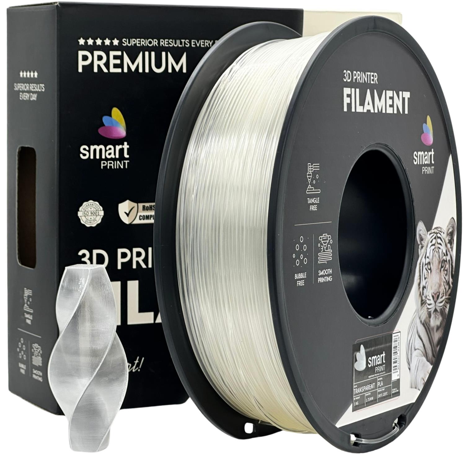 Filamentspole PLA transparent, Smart Print, 1,75 mm