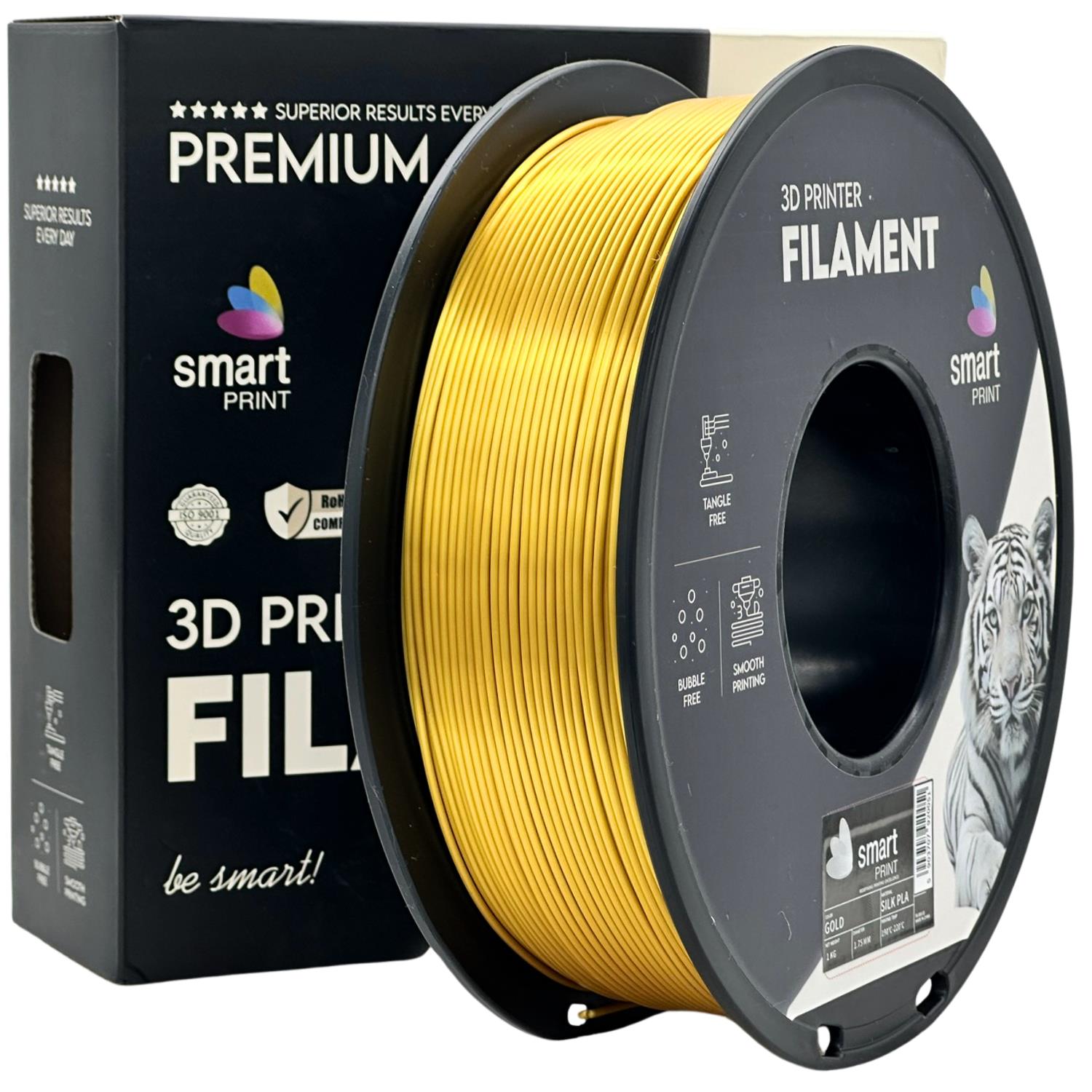 Filamentspole Silk PLA guld, Smart Print, 1,75 mm